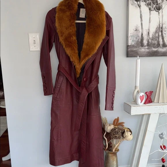 ⭐️NWOT We the Free Midnight Train Leather Coat with Faux Fur Removable Collar⭐️